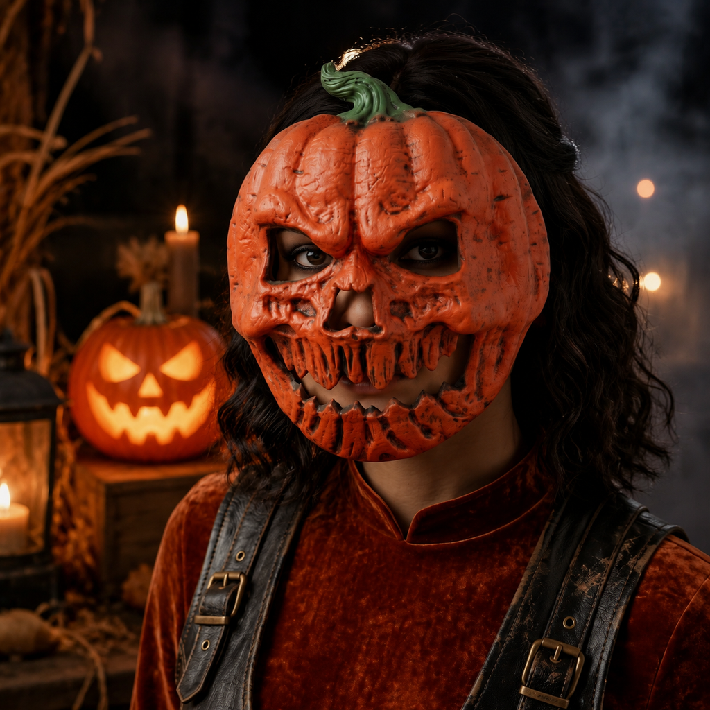 2-pack Scary Pumpkin Mask - PU Foam Pumpkin Head Costume Prop view 7