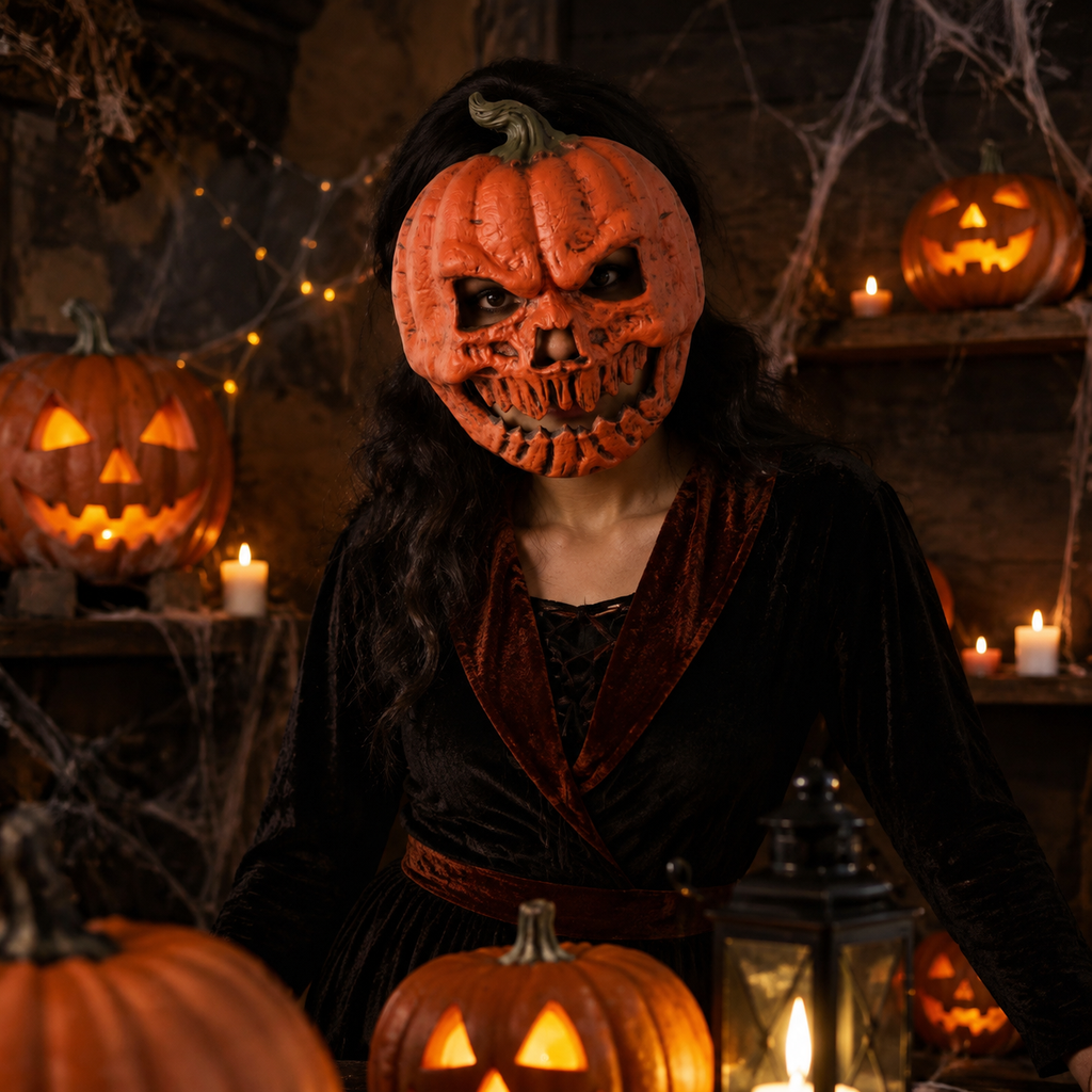 3-pack Scary Pumpkin Mask - PU Foam Pumpkin Head Costume Prop view 6