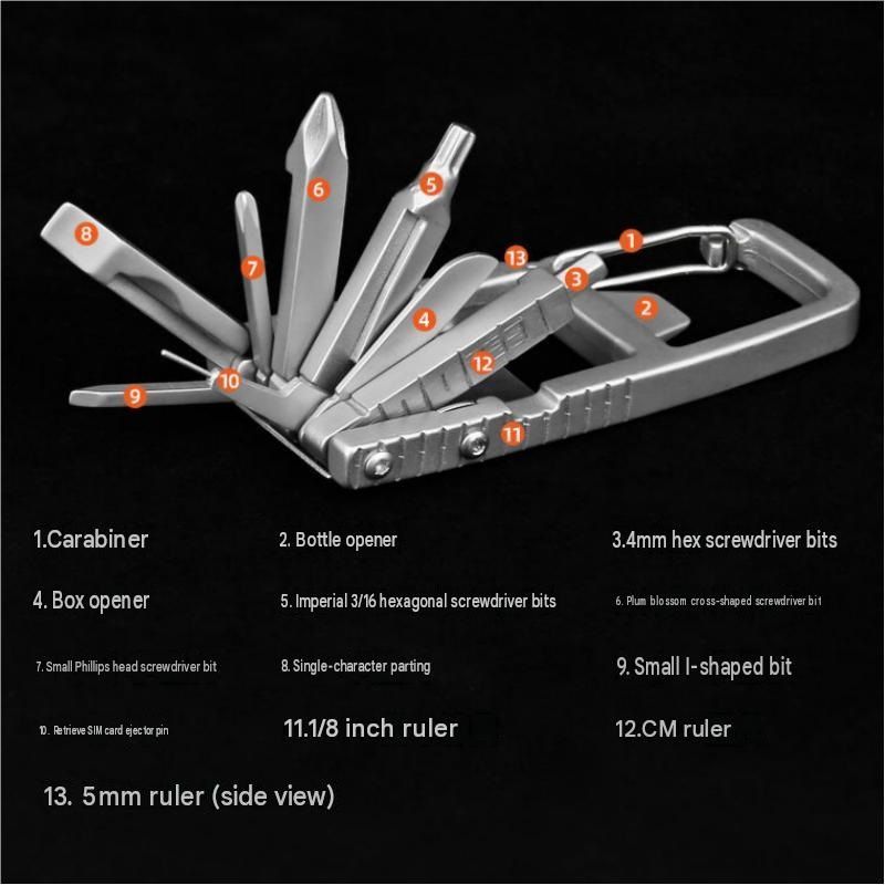 1-pack 13-in-1 Stainless Steel Multi Function Tool - SIM Card Ejector view 6