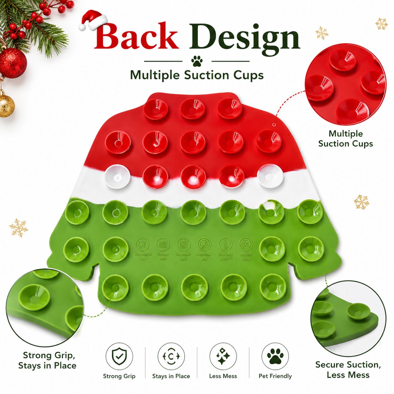 1-pack Pet Lick Mat - Food Grade Silicone Christmas Sweater Slow Feeder with view 5