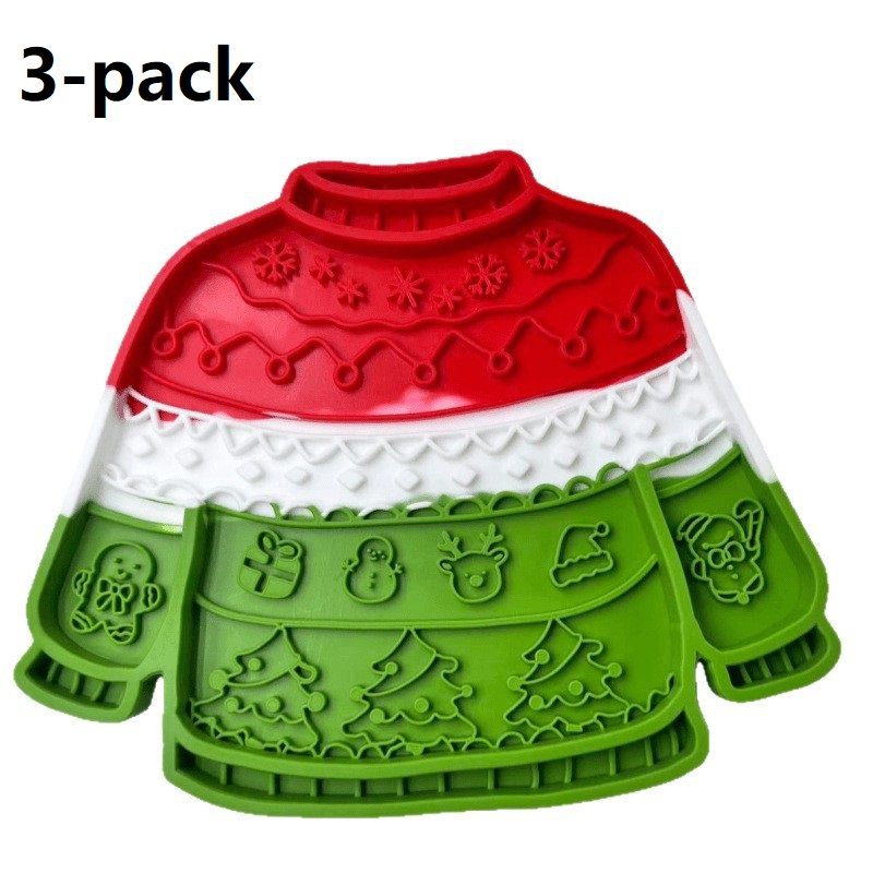 3-pack Pet Lick Mat - Food Grade Silicone Christmas Sweater Slow Feeder with — image 1