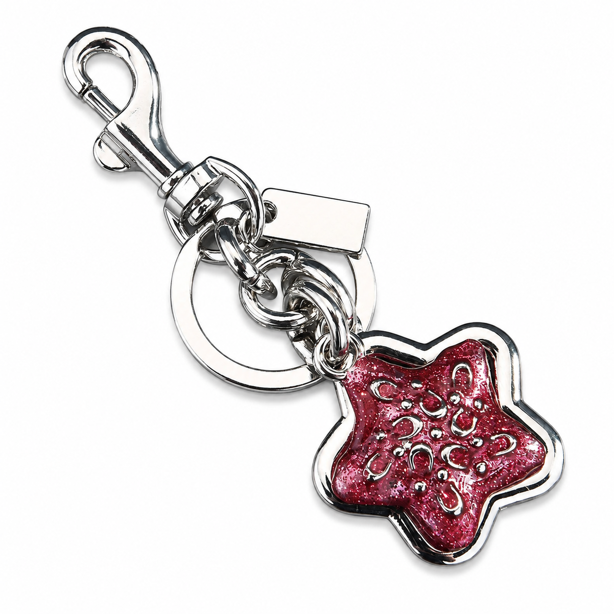 Star pattern Keychain Bag Charm Silvery(Pack of 1)- Metal Alloy Pendant with — image 1