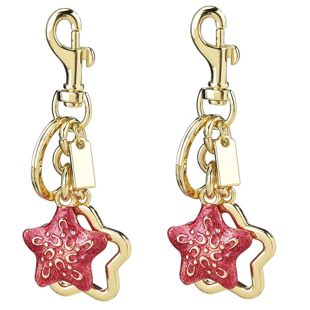Star pattern Keychain Bag Charm Golden(Pack of 2)- Metal Alloy Pendant with — image 1