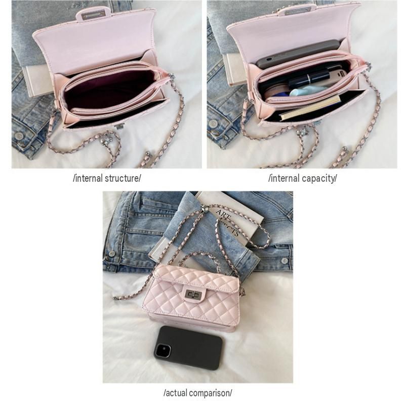 Pink Quilted Chain Shoulder Bag with Silvery Star Charm - PU Leather Small view 5