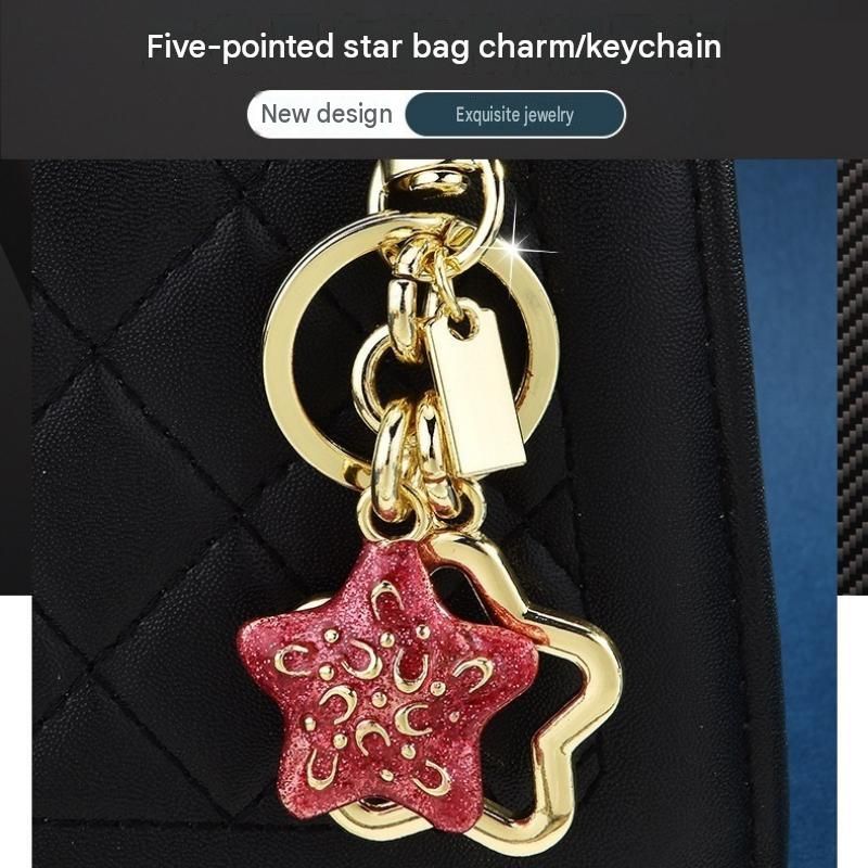 Pink Quilted Chain Shoulder Bag with Silvery Star Charm - PU Leather Small view 8