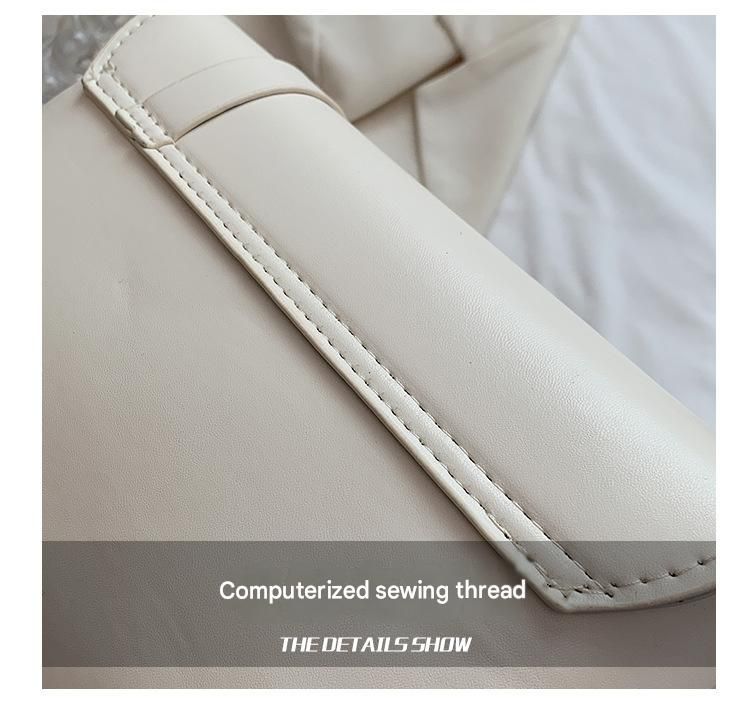 Khaki Trendy Pleated PU Leather Crossbody Bag - 24x13x7cm Compact Shoulder Bag view 6