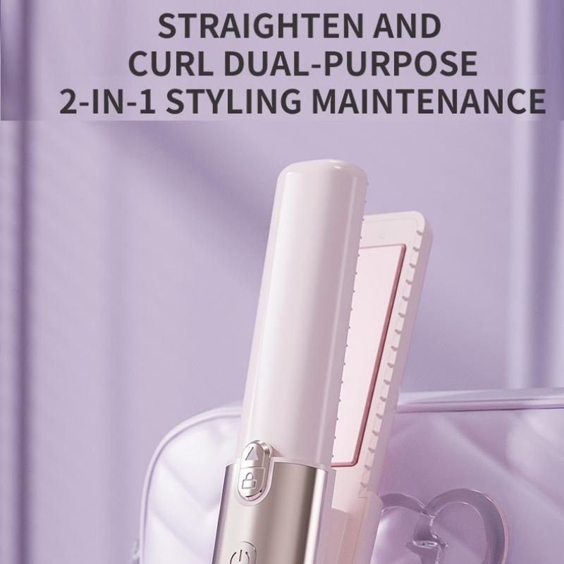 Green Cordless 2-in-1 Hair Straightener and Curler - Rechargeable Mini Styling view 2