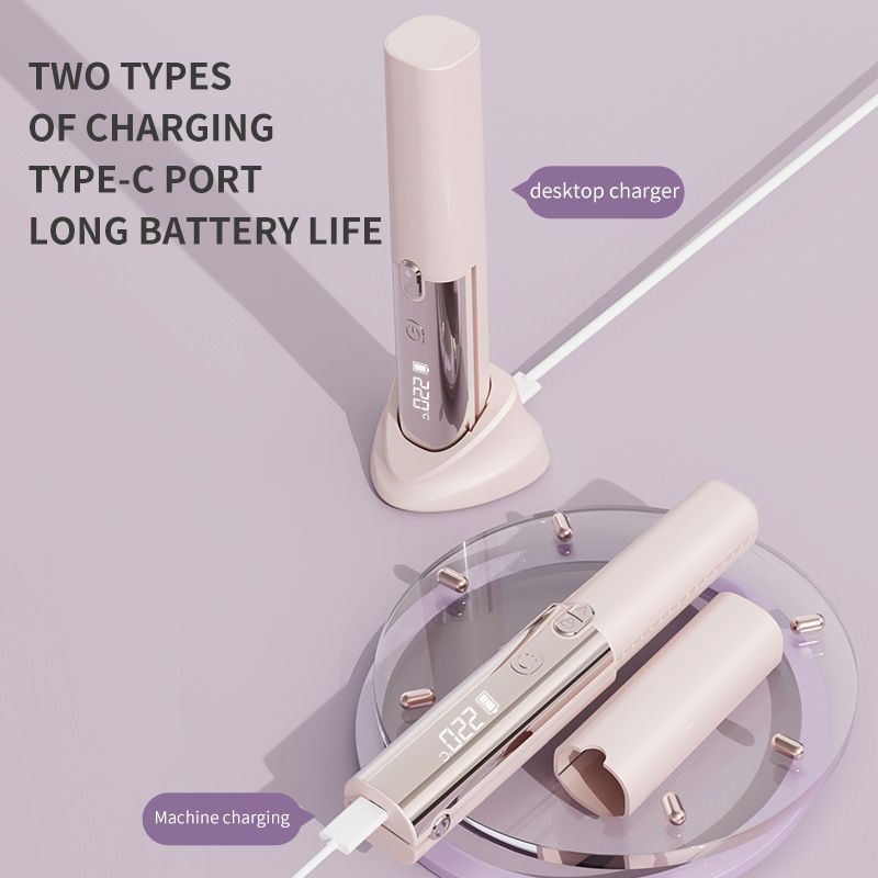 Pink Cordless 2-in-1 Hair Straightener and Curler - Rechargeable Mini Styling view 9