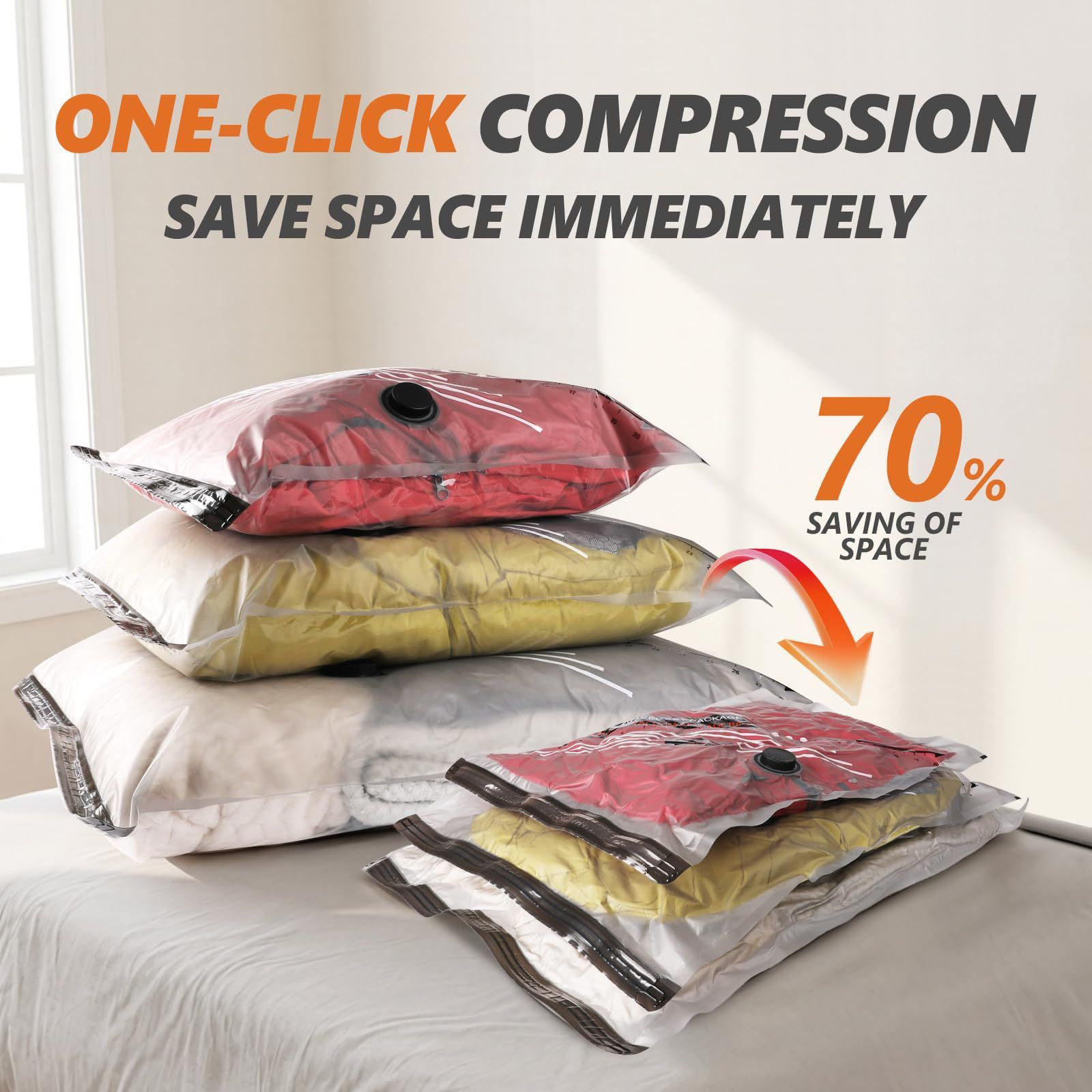 10 Piece Travel Vacuum Compression Bags with Electric Pump - Small 40x54cm*4 view 5