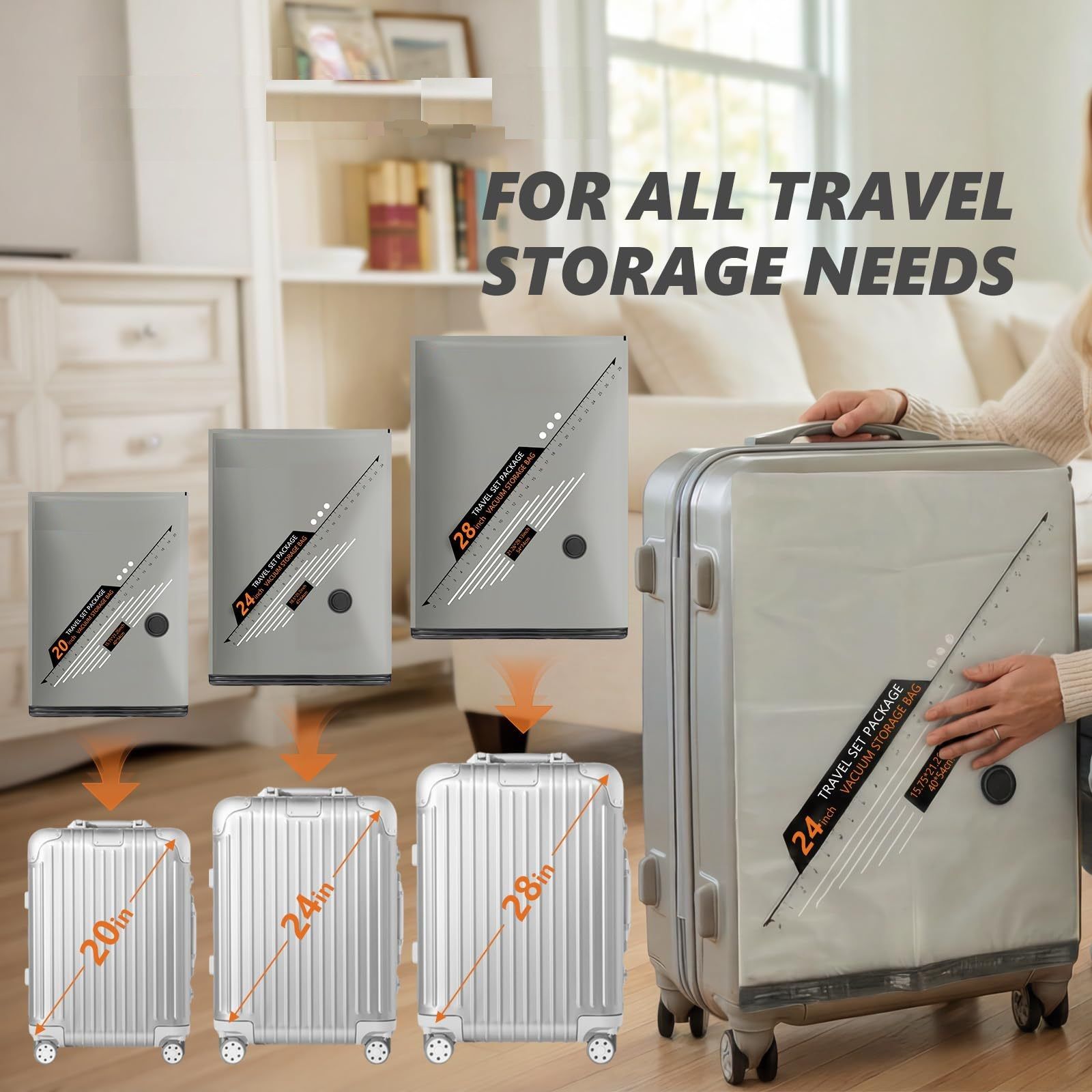 15-piece Travel Vacuum Compression Bags with Electric Pump - Small 40x54cm*6 view 2