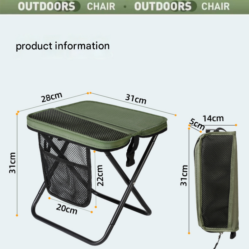 Beige Portable foldable stool with a crossbody strap - High Carbon Steel Frame view 10