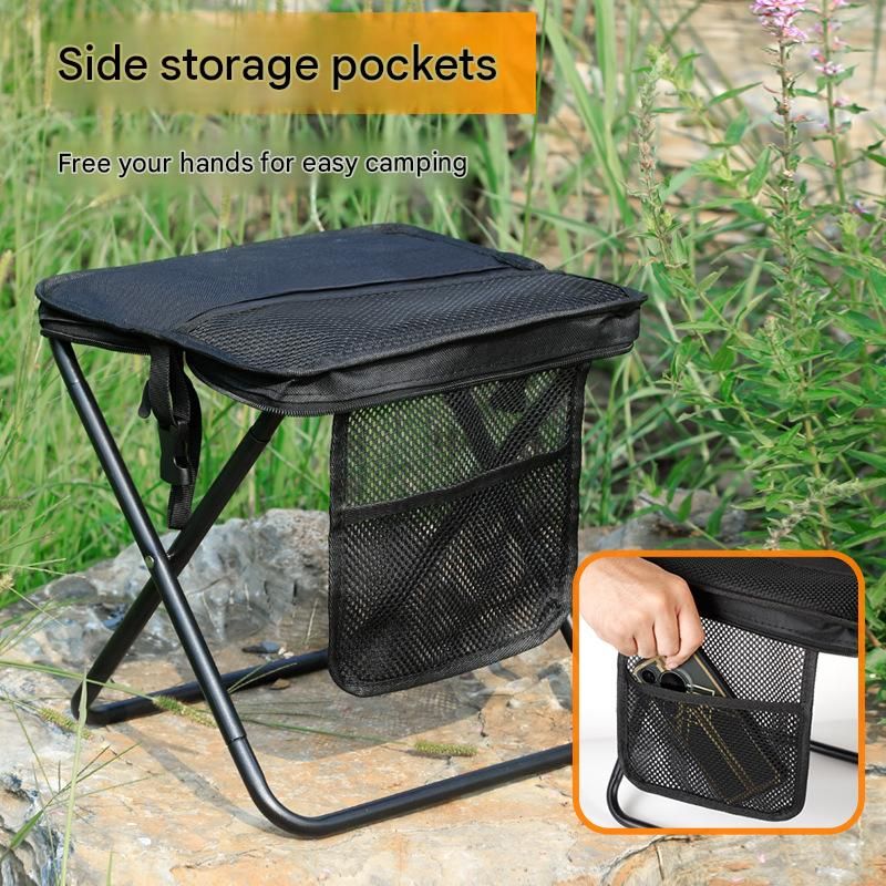 Beige 2 Pack Portable foldable stool with a crossbody strap - High Carbon view 3