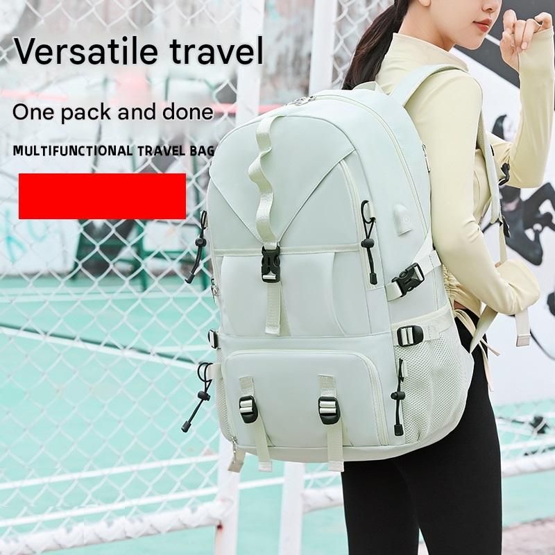 Black Large Capacity Travel Backpack - Waterproof Polyester Hiking Rucksack view 2