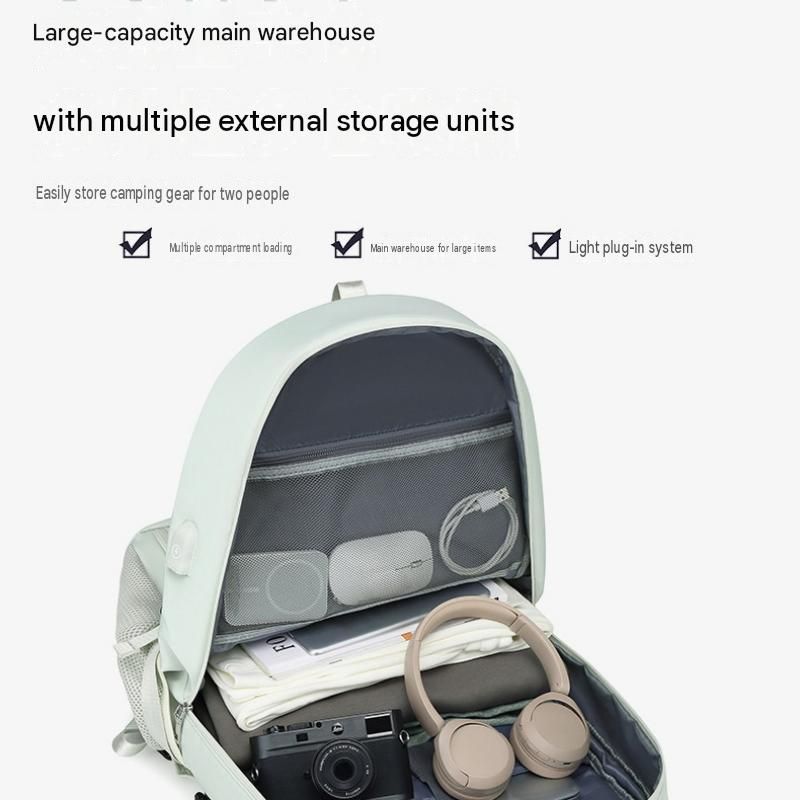 Grey Large Capacity Travel Backpack - Waterproof Polyester Hiking Rucksack view 5