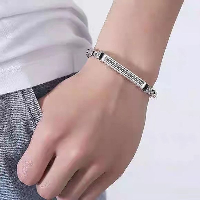 22cm Vintage-Style Men's Chain Bracelet - Silver-plated copper bracelet with view 5