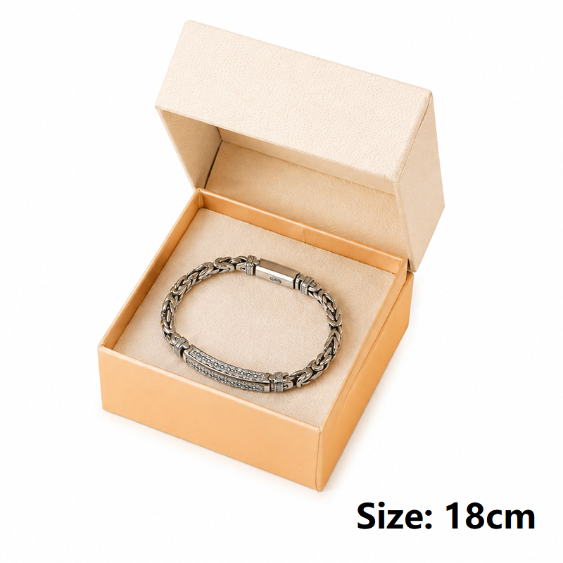 18cm Vintage-Style Men's Chain Bracelet - Silver-plated copper bracelet with
