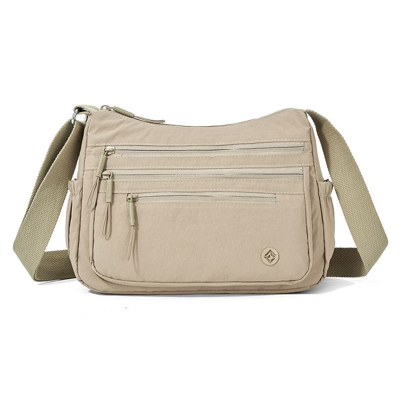 Khaki Lightweight Nylon Crossbody Bag for Women - Multi-Compartment Shoulder — image 1