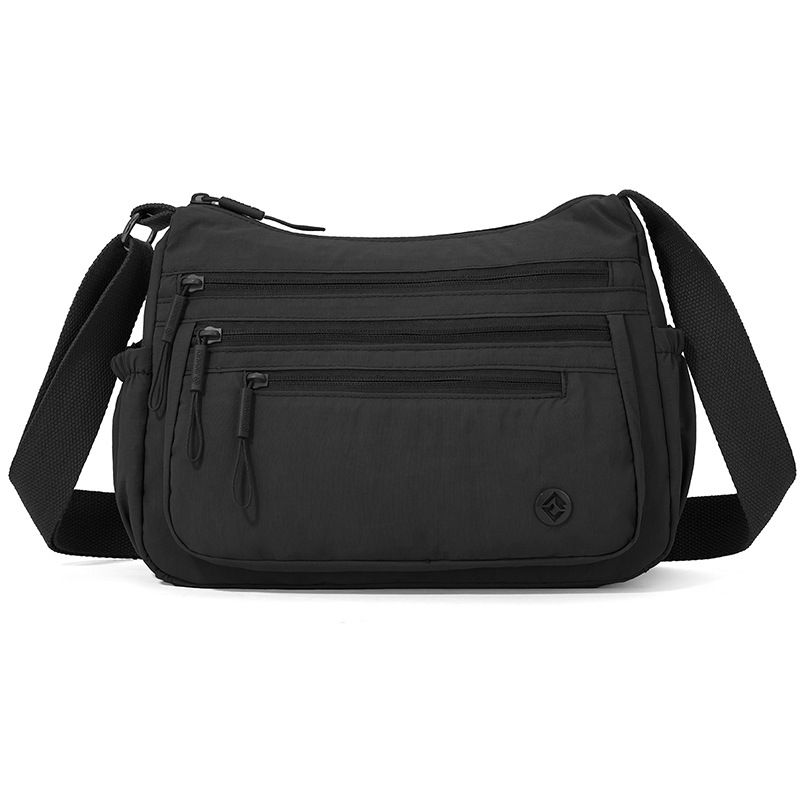 Black Lightweight Nylon Crossbody Bag for Women - Multi-Compartment Shoulder — image 1