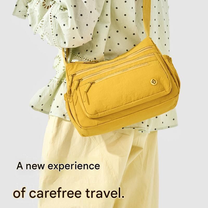 Green Lightweight Nylon Crossbody Bag for Women - Multi-Compartment Shoulder view 2