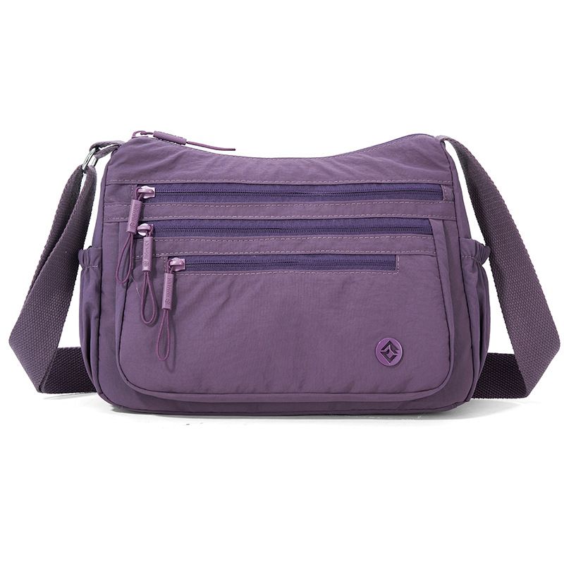 Purple Lightweight Nylon Crossbody Bag for Women - Multi-Compartment Shoulder — image 1
