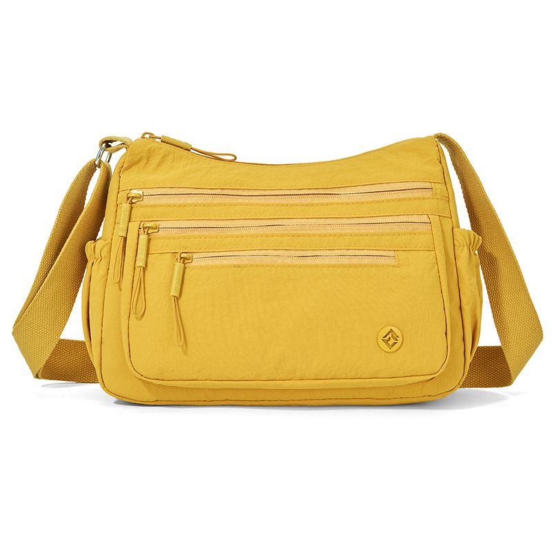 Yellow Lightweight Nylon Crossbody Bag for Women - Multi-Compartment Shoulder — image 1