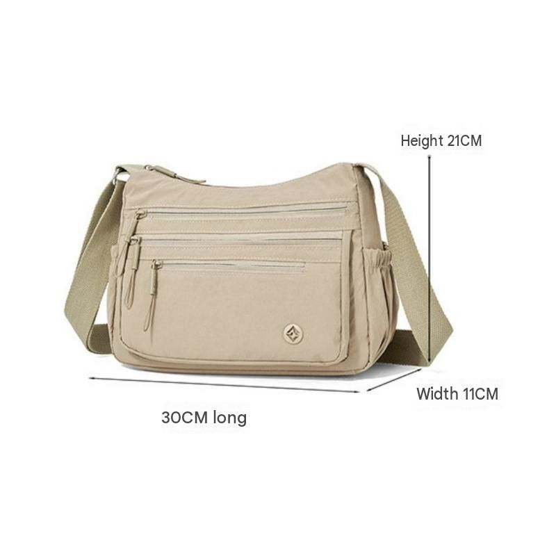 Yellow Lightweight Nylon Crossbody Bag for Women - Multi-Compartment Shoulder view 8