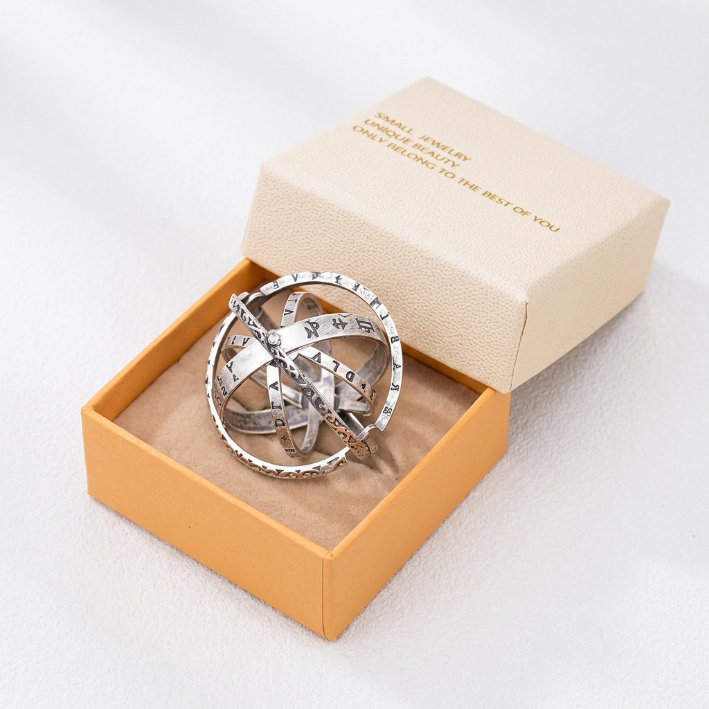 Silvery US 7 Transformable Astronomical Sphere Ring - Alloy - 2-in-1 Ring and