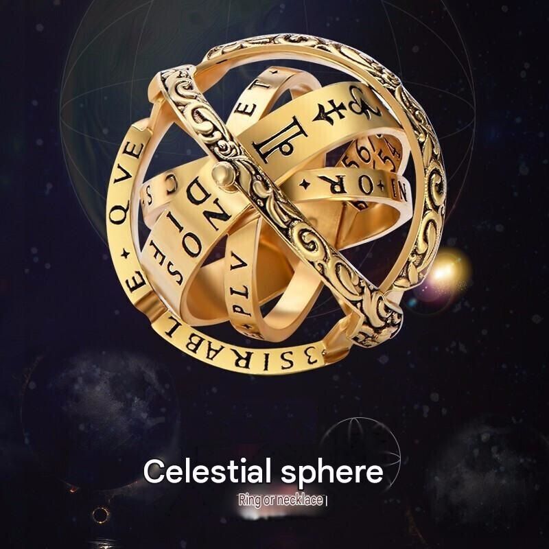 Silvery US 7 Transformable Astronomical Sphere Ring - Alloy - 2-in-1 Ring and view 3