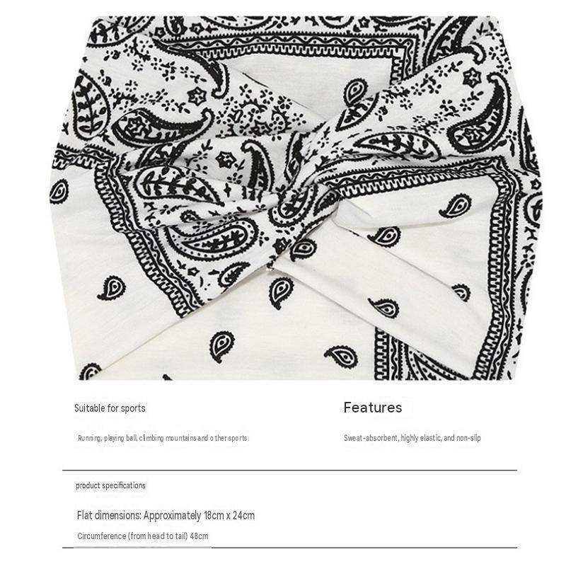 3 Pack Bohemian Paisley Sports Headband（Green and Coffee and White）- Polyester view 2