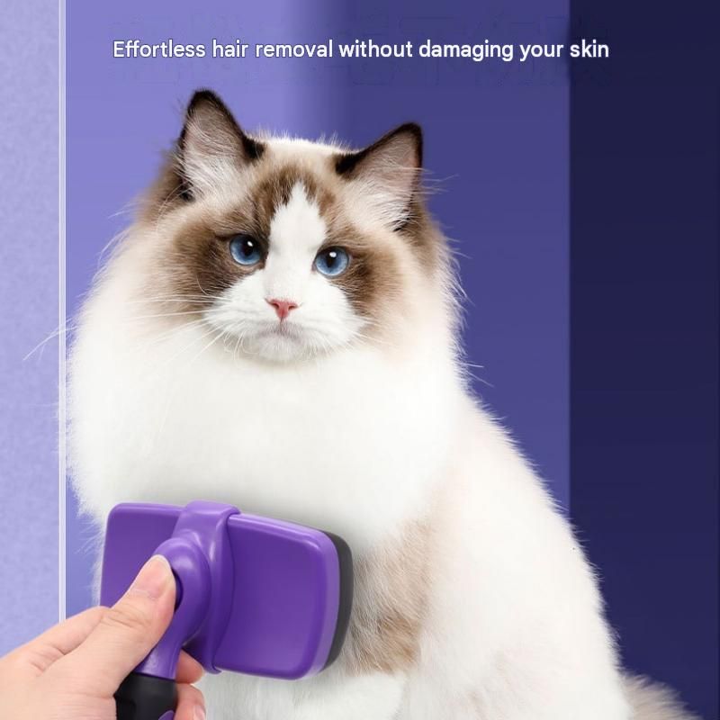 3 Pack Blue 17*10cm Self-Cleaning Pet Slicker Brush with 60 Degree Curved Pins view 2