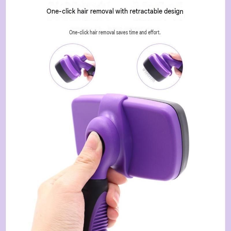 3 Pack Blue 17*10cm Self-Cleaning Pet Slicker Brush with 60 Degree Curved Pins view 4