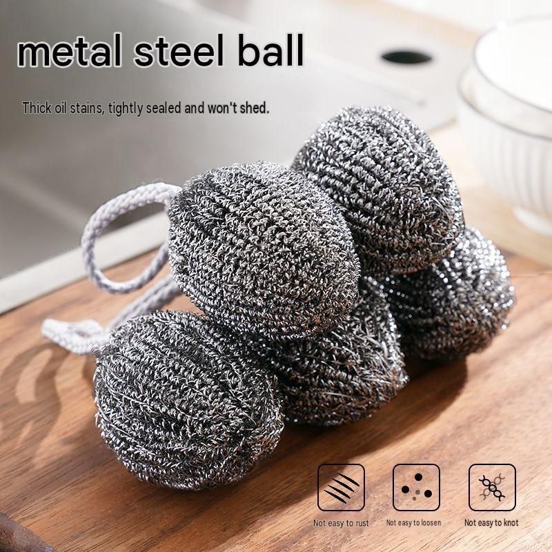 3 Pack Stainless Steel Scouring Pad with Hanging Loop - Heavy Duty Kitchen view 2