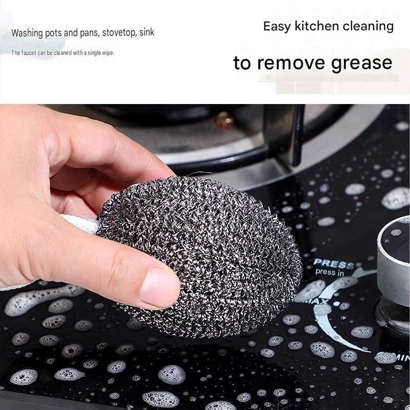 3 Pack Stainless Steel Scouring Pad with Hanging Loop - Heavy Duty Kitchen view 4