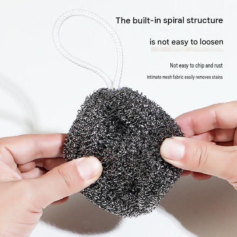 3 Pack Stainless Steel Scouring Pad with Hanging Loop - Heavy Duty Kitchen view 5
