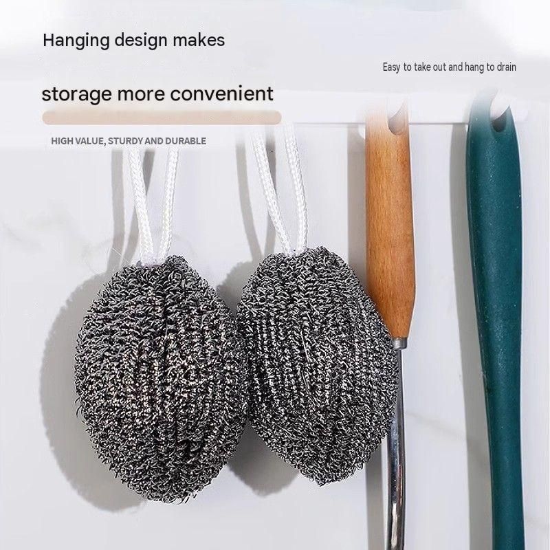 6 Pack Stainless Steel Scouring Pad with Hanging Loop - Heavy Duty Kitchen view 3