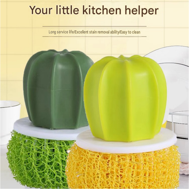 Cactus-shaped nano cleaning brush set with 3 pack green replacement heads and view 2