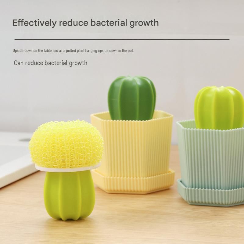 Cactus-shaped nano cleaning brush set with 3 pack green replacement heads and view 7