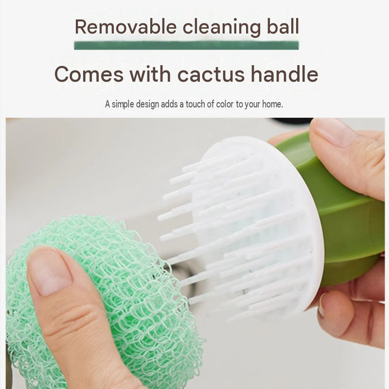 Cactus-shaped nano cleaning brush set with 3 pack yellow replacement heads and view 6