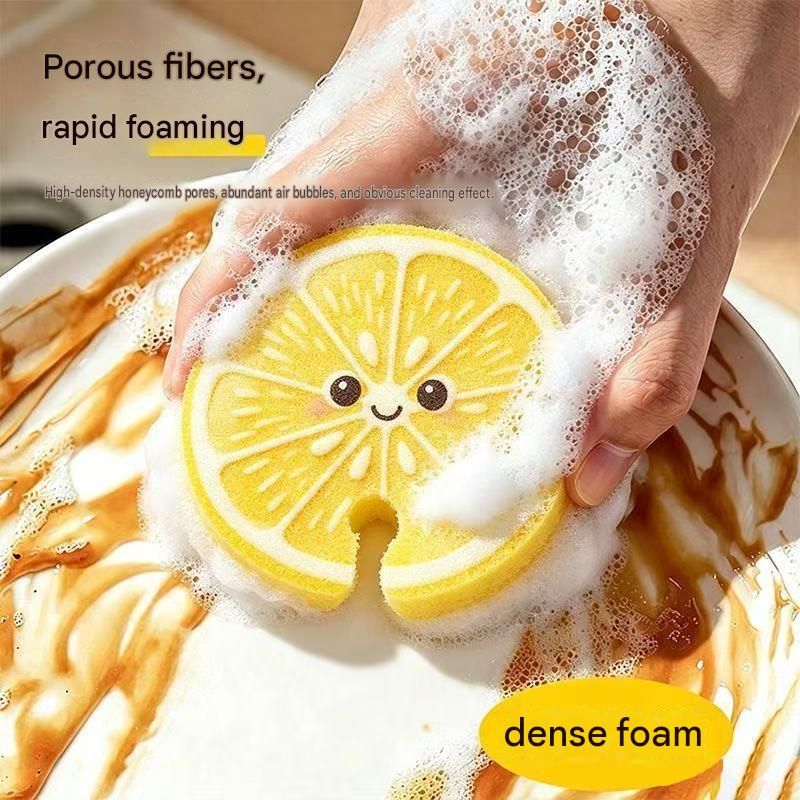 10 pack Cute Apple-shaped Wood Pulp Sponge - Compressed Kitchen Dishwashing view 4