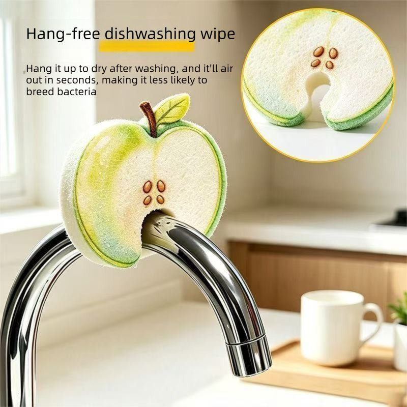 10 pack Cute Guava-shaped Wood Pulp Sponge - Compressed Kitchen Dishwashing view 5