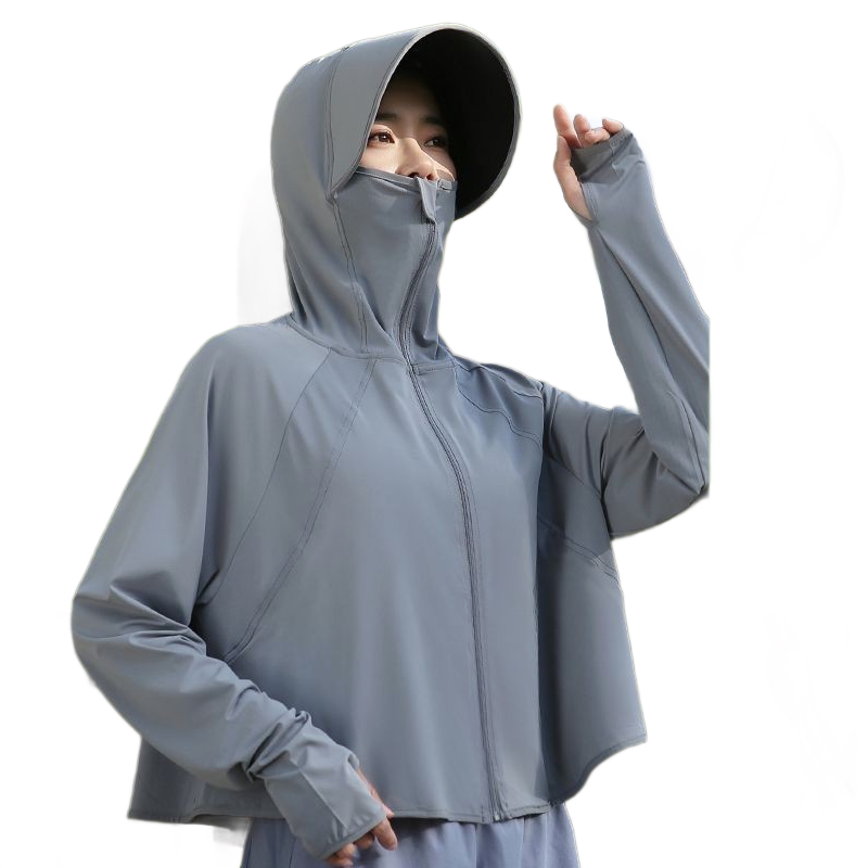 Dark gray UPF50+ Sun Protection Hoodie for Women - Breathable Polyester Long