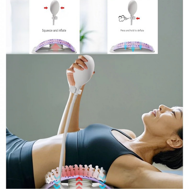 Blue Adjustable Lumbar Stretcher with Airbag - PP TPR Magnetic Surface view 7