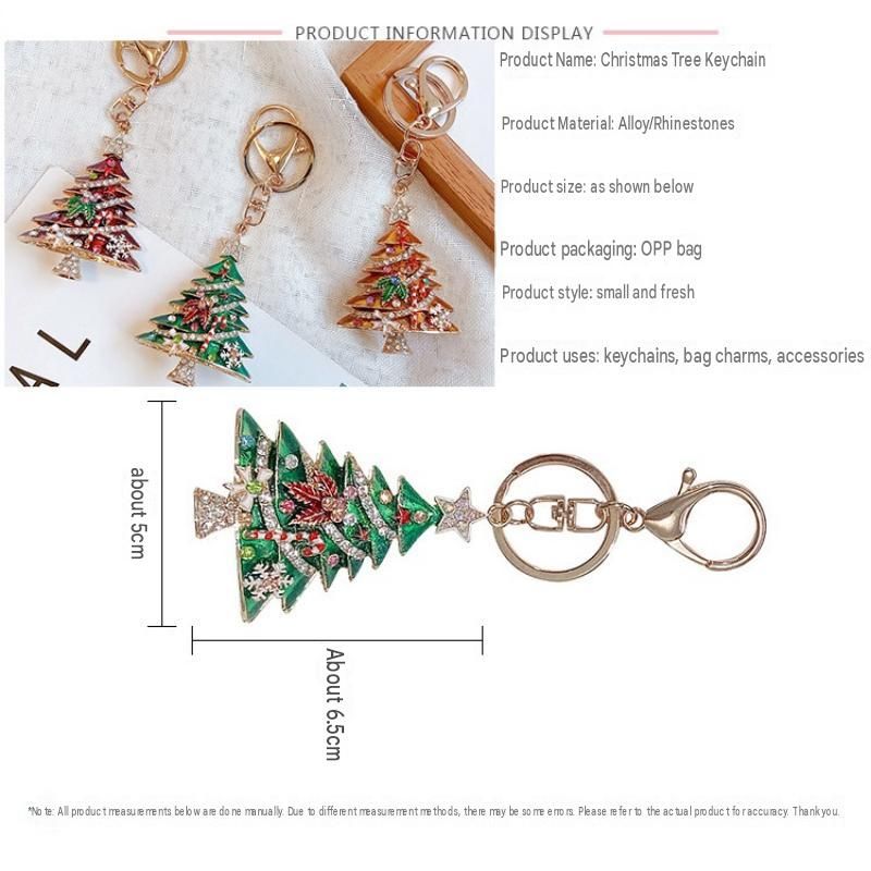 2 Pack Yellow Christmas Tree Keychain with Rhinestones - Alloy Bag Charm view 3