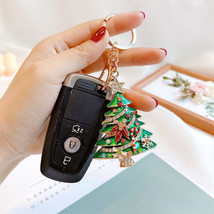 2 Pack Yellow Christmas Tree Keychain with Rhinestones - Alloy Bag Charm view 5