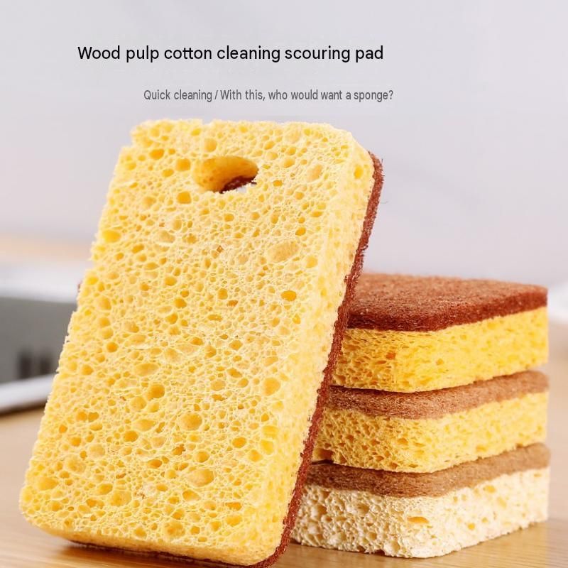 1 Piece Yellow perforated Wood Pulp Cellulose Dish Sponge - Double-Sided view 2