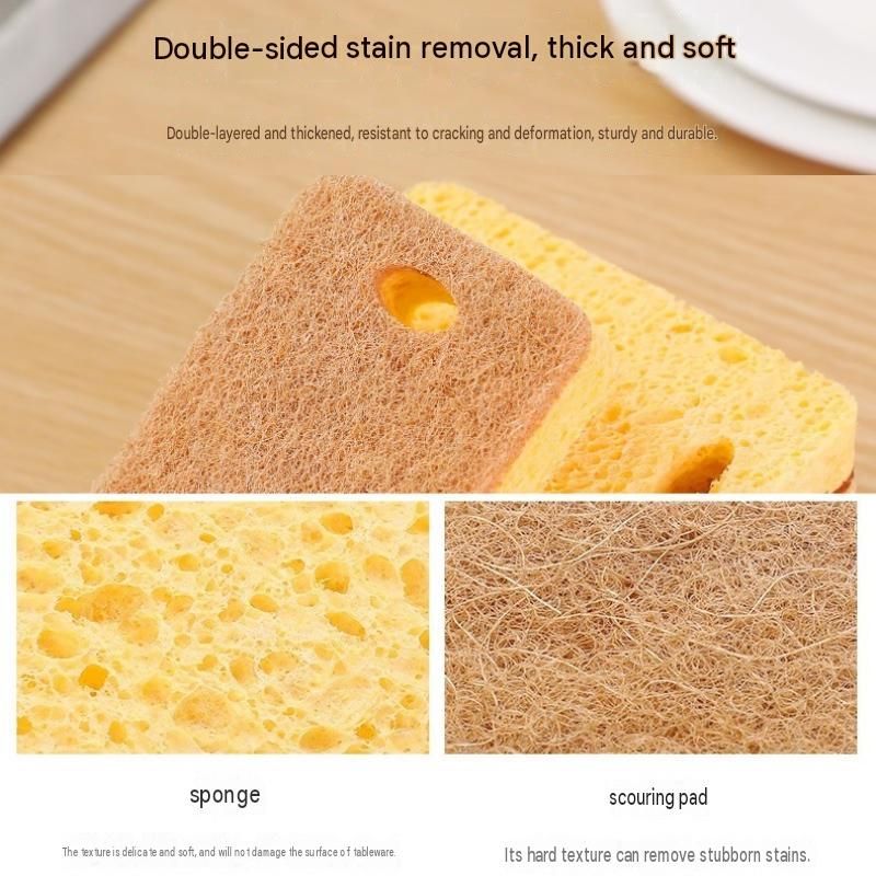 1 Piece Yellow perforated Wood Pulp Cellulose Dish Sponge - Double-Sided view 9