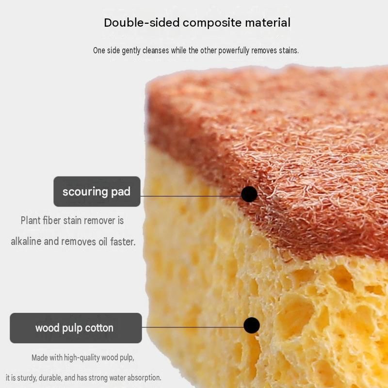 1 Piece Yellow perforated Wood Pulp Cellulose Dish Sponge - Double-Sided view 3