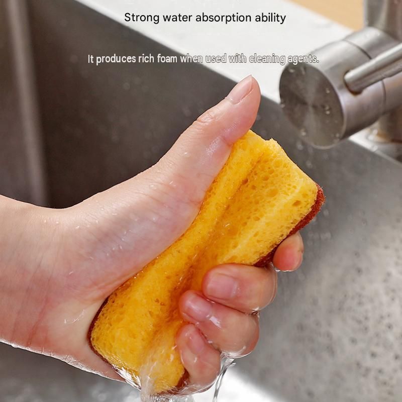 12 Pack Yellow perforated Wood Pulp Cellulose Dish Sponge - Double-Sided view 7