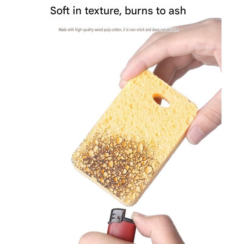 12 Pack Yellow perforated Wood Pulp Cellulose Dish Sponge - Double-Sided view 4