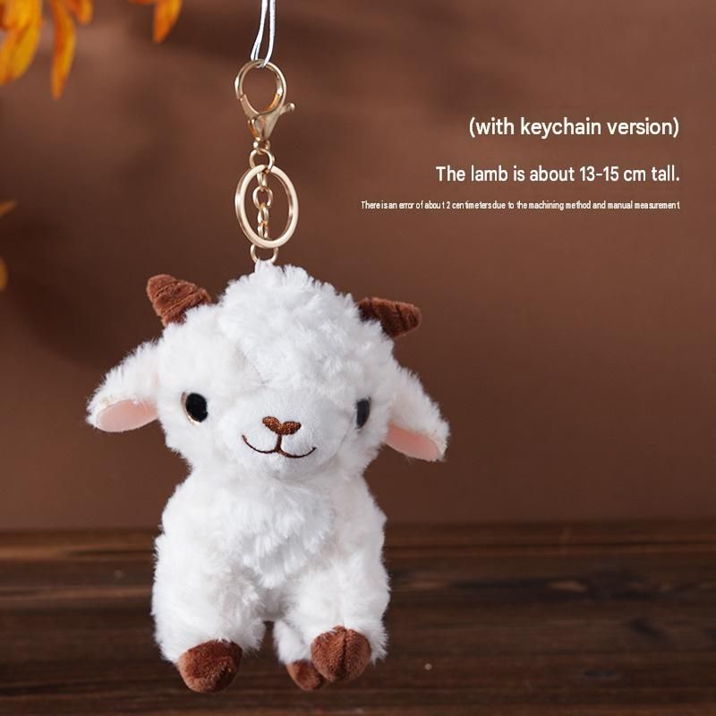 Sheep-shaped design Plush Keychain（Pink and white pointed hat + beige coat） view 7